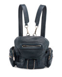 Mini Marti Leather Backpack, Petrol/Nickel