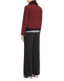 Ribbed Zip-Front Sweater Vest, Black