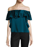 Gaia Off-The-Shoulder Top, Dark Cobalt