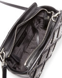 Selma Medium Diamond-Grommet Messenger Bag, Black