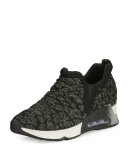 Luv Novel Shimmery Trainer, Black/Fiesta