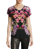 Templi Mirrored Lost Gardens V-Neck T-Shirt, Black