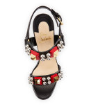Pyrabubble Studded Red Sole Sandal, Black/Red