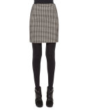 Houndstooth Pencil Mini Skirt, Black/Cream