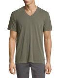 V-Neck Short-Sleeve Knit Tee, Taupe