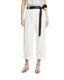 Lightweight Wide-Leg Cropped Pants, White