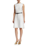 Sleeveless A-Line Day Dress, White