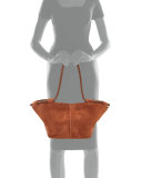 Market Suede Braided Tote Bag, Saddle