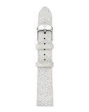 16mm Crystal-Covered Leather Strap, White
