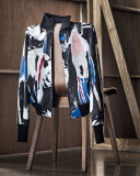 Abstract Ponte Bomber Jacket, Black/Multicolor