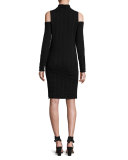 Mozart Ladder Cold-Shoulder Mock-Neck Dress