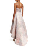 Spring Blossom Jacquard Strapless Gown, Light Pink
