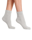 Cashmere-Blend Cozy Ruffled Bedsocks, Silver/Gray