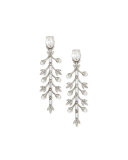 Pearly Crystal Baguette Leaf Drop Earrings
