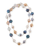 Multicolor Coin Pearl Necklace, 35"L