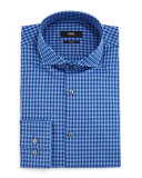 Jason Gingham Slim-Fit Dress Shirt, Blue