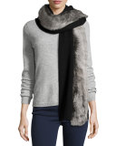 Luxe Wool-Blend Scarf w/ Toscana Fur Trim, Black