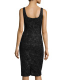 Sleeveless Beaded Cocktail Dress, Black