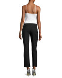 Stretch-Wool Cigarette Pants, Black