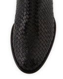 Kaycee Woven Leather Bootie, Black