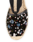 Adriana Beaded Espadrille Flat, Black