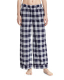 Plaid Wide-Leg Pants, Blue