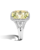 Faceted Lemon Quartz & Pavé Diamond Ring, 0.3 tdcw