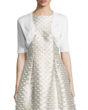 Half-Sleeve Cropped Shrug, White