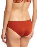 Jaydah Strappy Braided Swim Bottom, Metallic Orange 