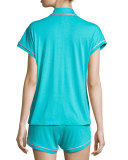 Bella Cap-Sleeve Pajama Set, Blue/Pink