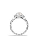 Petite Cerise Pearl Ring in Sterling Silver w/ Pave Diamonds