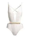 South Sea Pearl One-Piece Swimsuit, White