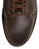 Falmouth USA Leather Lace-Up Moccasin, Dark Olive