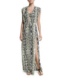 Printed Long Coverup Dress