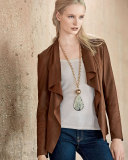 Teardrop Horn Pendant Necklace, 34"L