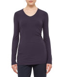 V-Neck Long-Sleeve Jersey Tee, Slate