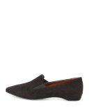 Marianne Square-Toe Suede Flat, Black