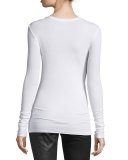 Long-Sleeve Crewneck Jersey Tee, White