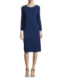 Sand-Stitched Zip-Pocket Shift Dress