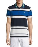 Resort Bold-Stripe Polo Shirt, Cosmos/Flour