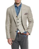 Peak-Lapel Two-Button Sport Coat, Gravel
