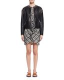 Wallace Ruched Plaid Dress, Black