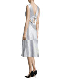 sleeveless striped a-line dress, ink
