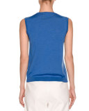 Sleeveless Crewneck Sweater, Cobalt