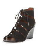 Jeisa Lace-Up Wedge Sandal, Black