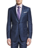 Plaid Two-Piece Wool Suit, Blue