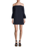 Arabelle Off-the-Shoulder Bell-Sleeve Shift Dress