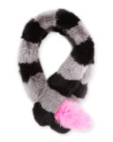 Popsicle Fox Fur Striped Scarf, Black/Pink