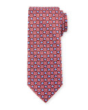Boxed Flower-Print Silk Tie, Red