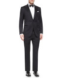 Peak-Lapel One-Button Wool Tuxedo, Black